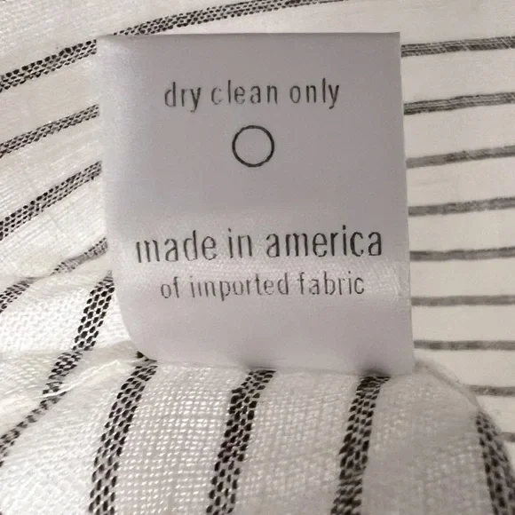 thesalting 100% Linen Striped White and Black Flap Pocket Minimalist Modern Top - Picture 12 of 13